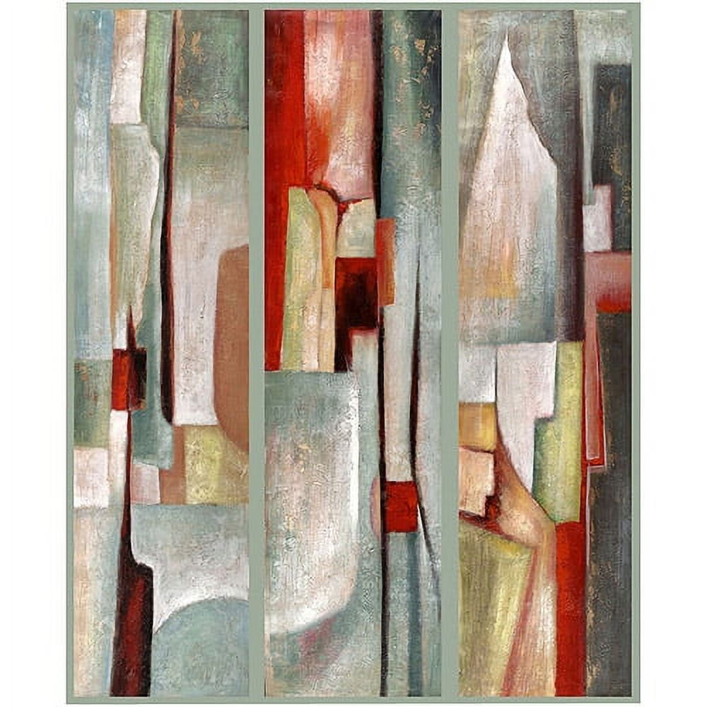 Large Framed Abstract Multicolor Canvas Triptych Art