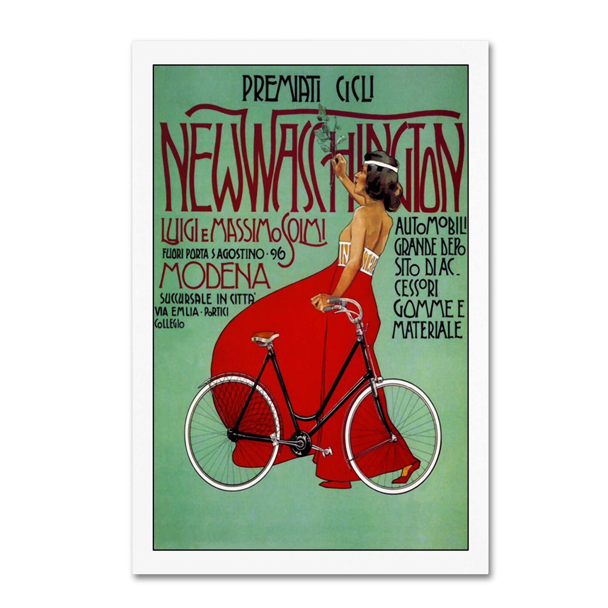 Vintage Green Canvas Art Print with Woman Centerpiece