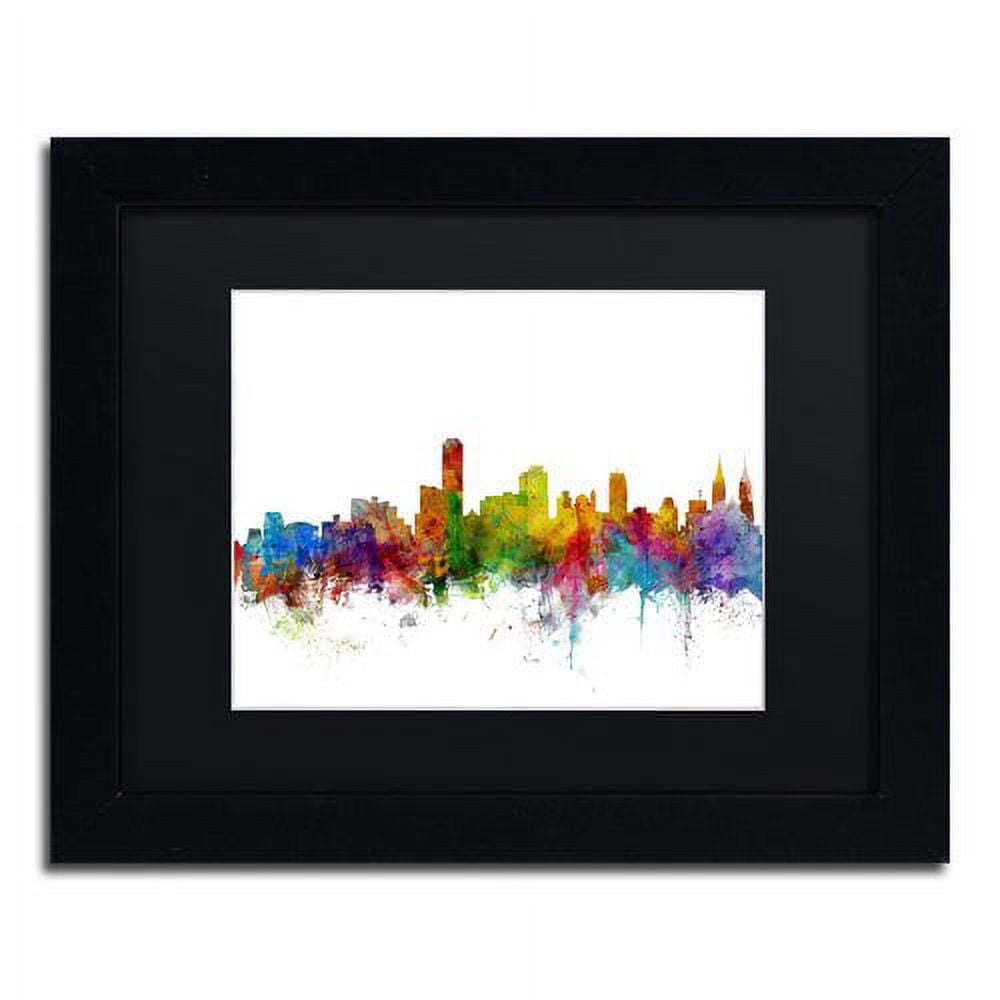 Trademark Fine Art "Adelaide Australia Skyline II" Canvas Art by Michael Tompsett Black Matte, Black Frame