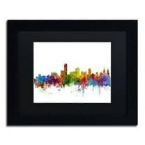 Trademark Fine Art "Adelaide Australia Skyline II" Canvas Art by Michael Tompsett Black Matte, Black Frame