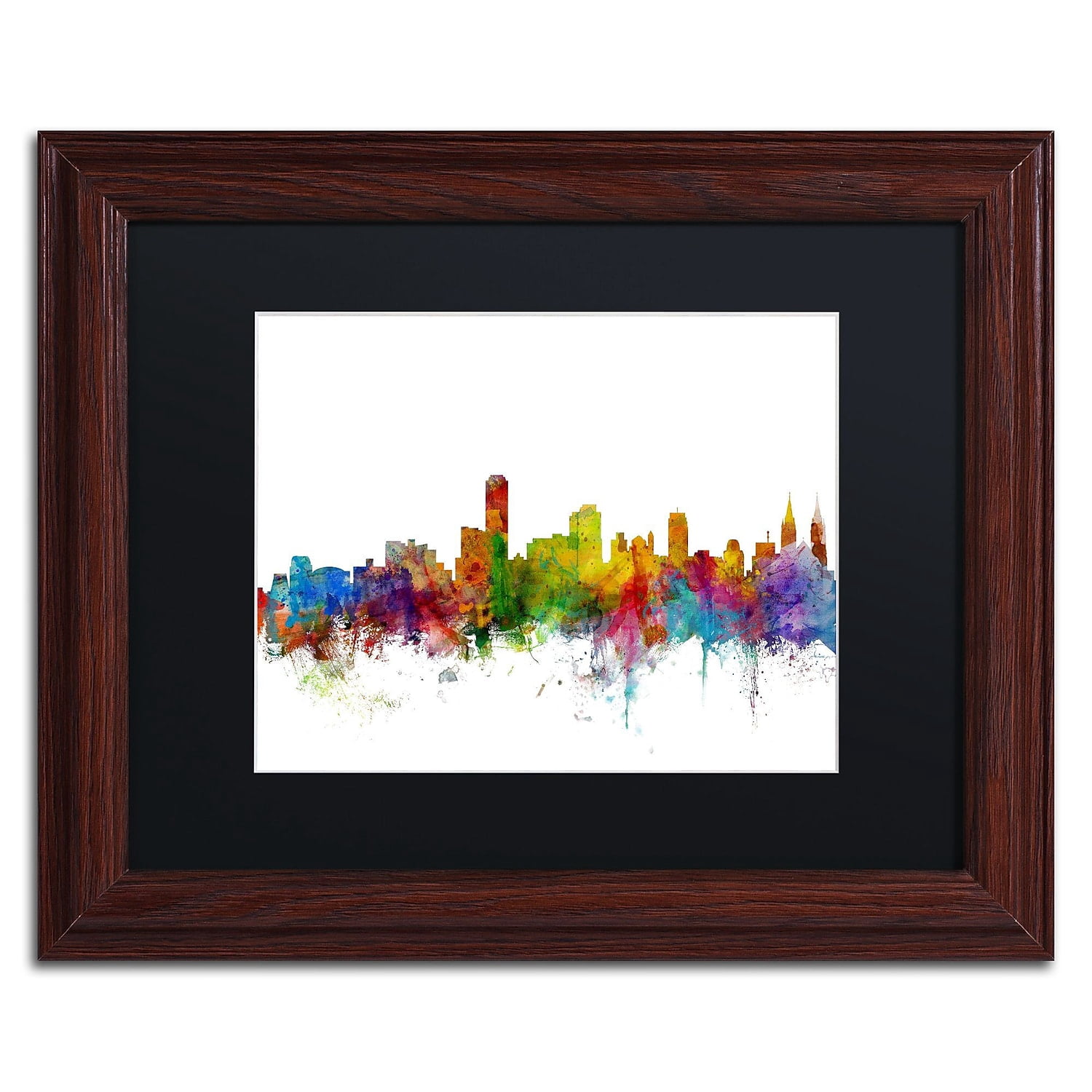 Trademark Fine Art "Adelaide Australia Skyline II" Canvas Art by Michael Tompsett Black Matte, Wood Frame