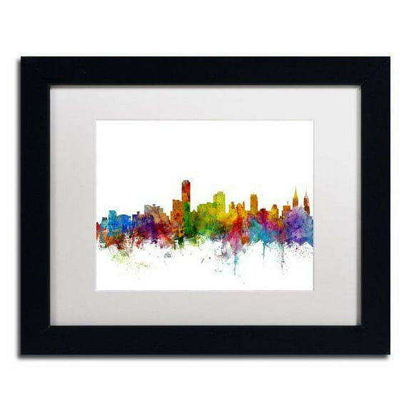 Trademark Fine Art "Adelaide Australia Skyline II" Canvas Art by Michael Tompsett White Matte, Black Frame