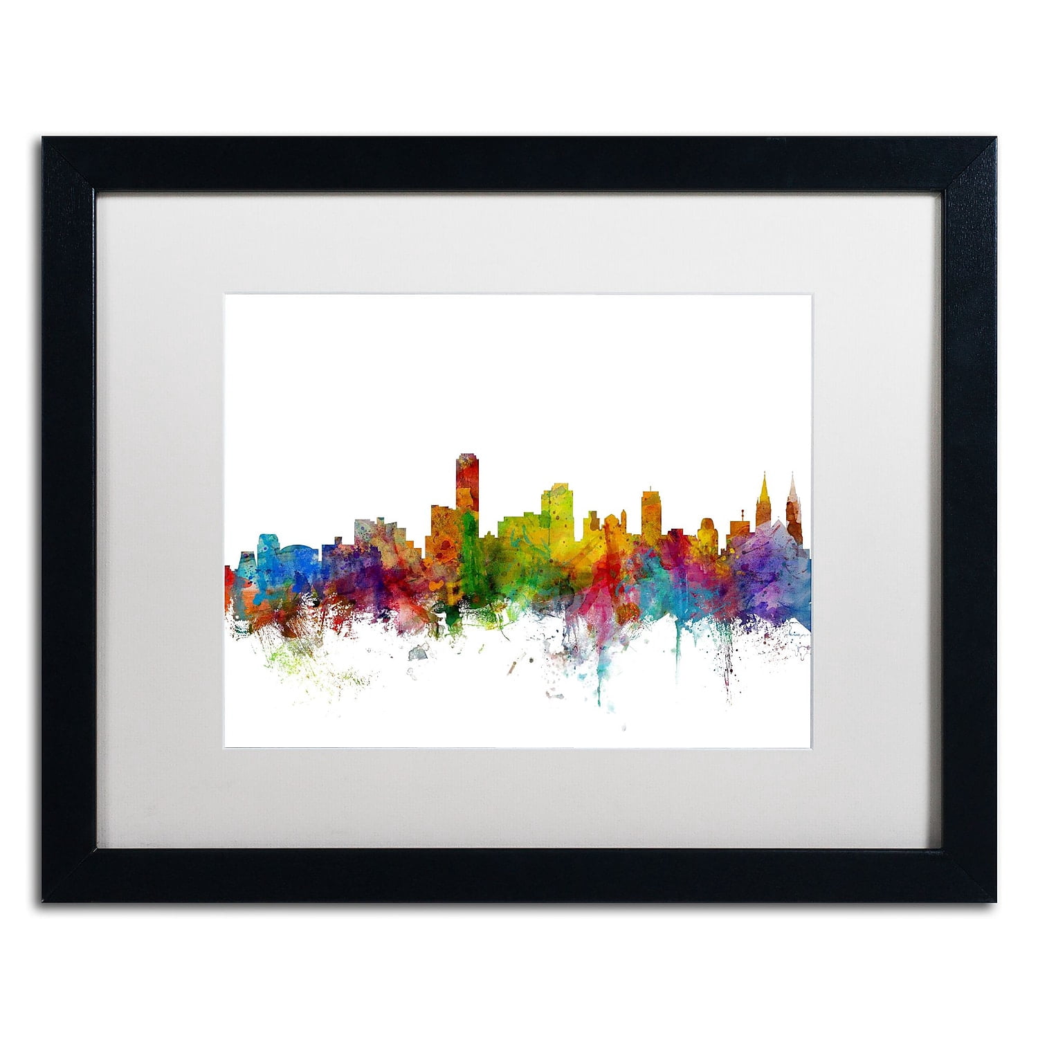 Trademark Fine Art "Adelaide Australia Skyline II" Canvas Art by Michael Tompsett White Matte, Black Frame