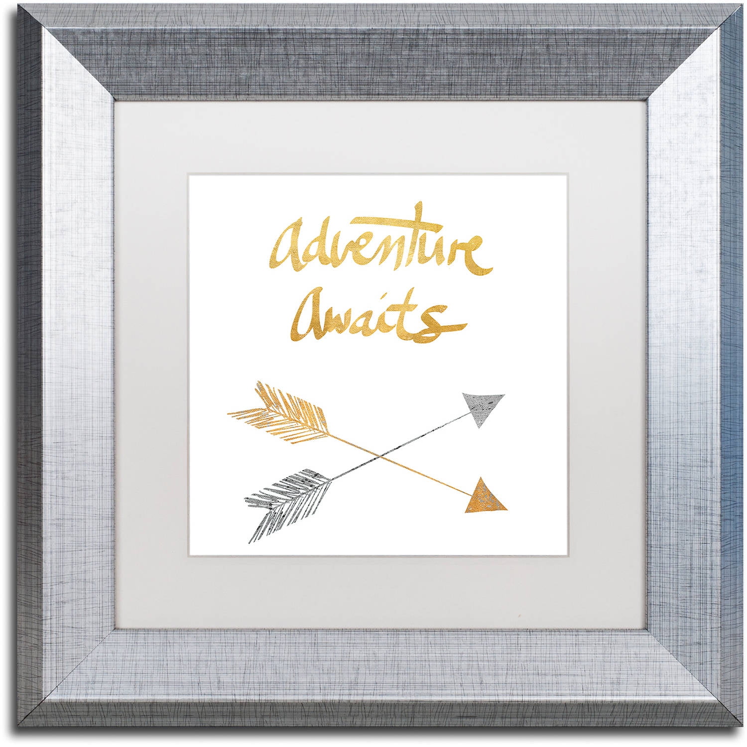 Trademark Fine Art "Adventure Arrows" Canvas Art by Lisa Powell Braun, White Matte, Silver Frame