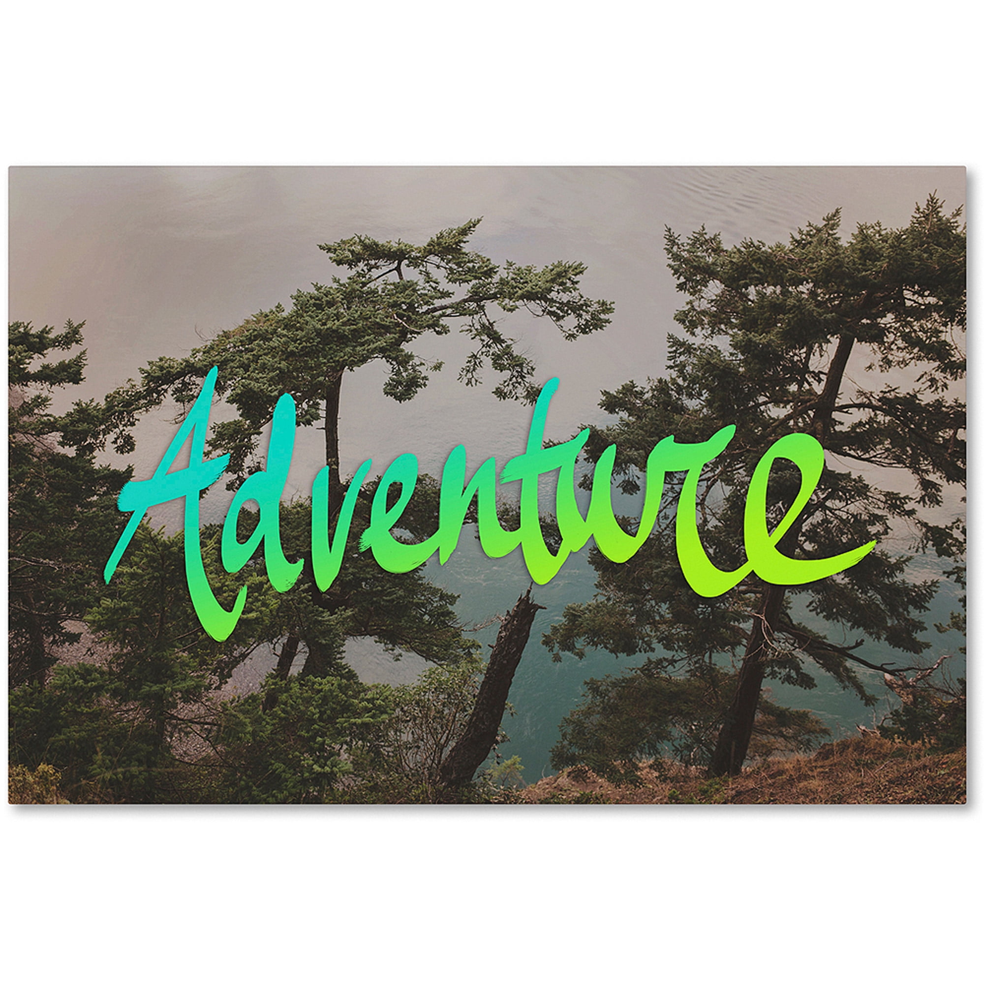 Adventure Green Text Landscape Canvas Wall Art