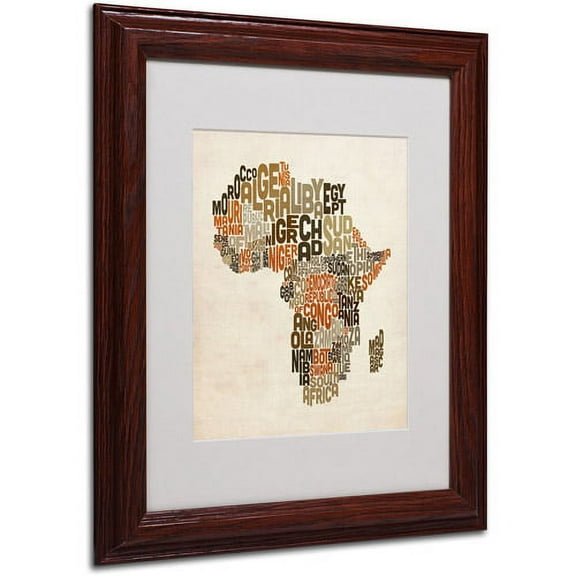 Trademark Fine Art "Africa Text Map" Matted Framed Art by Michael Tompsett