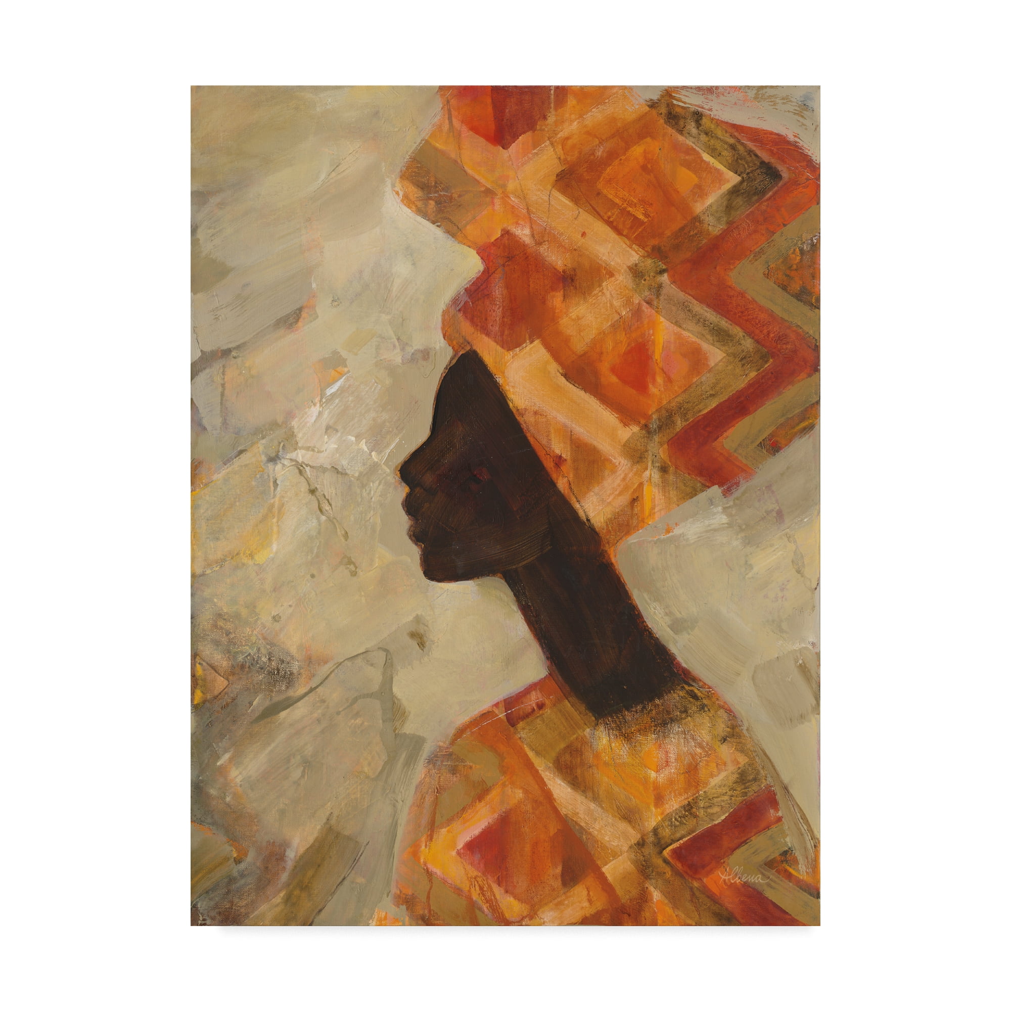 African Beauty II Tan and Orange Canvas Art Print