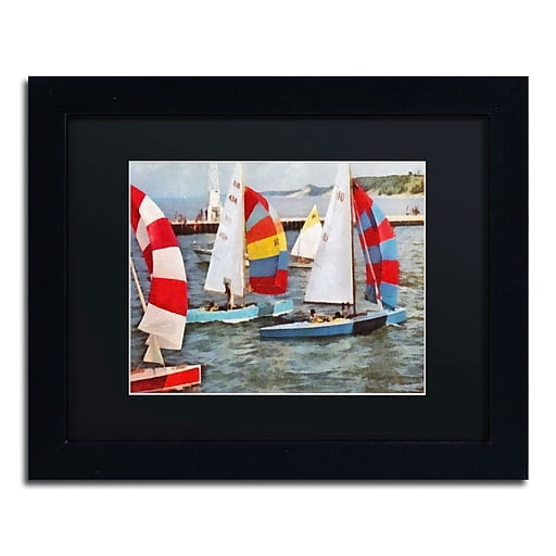 Trademark Fine Art "After the Regatta" Canvas Art by Michelle Calkins, Black Matte, Black Frame