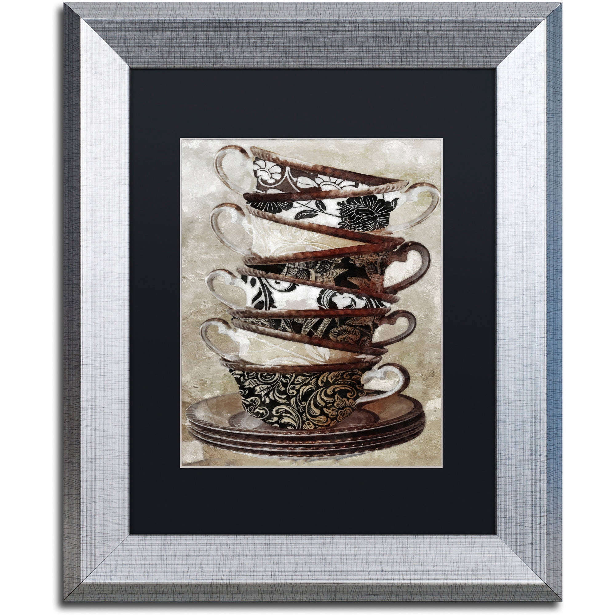 Trademark Fine Art "Afternoon Tea I" Canvas Art by Color Bakery Black Matte, Silver Frame