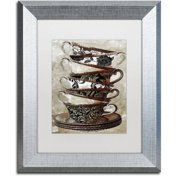 Trademark Fine Art "Afternoon Tea I" Canvas Art by Color Bakery White Matte, Silver Frame