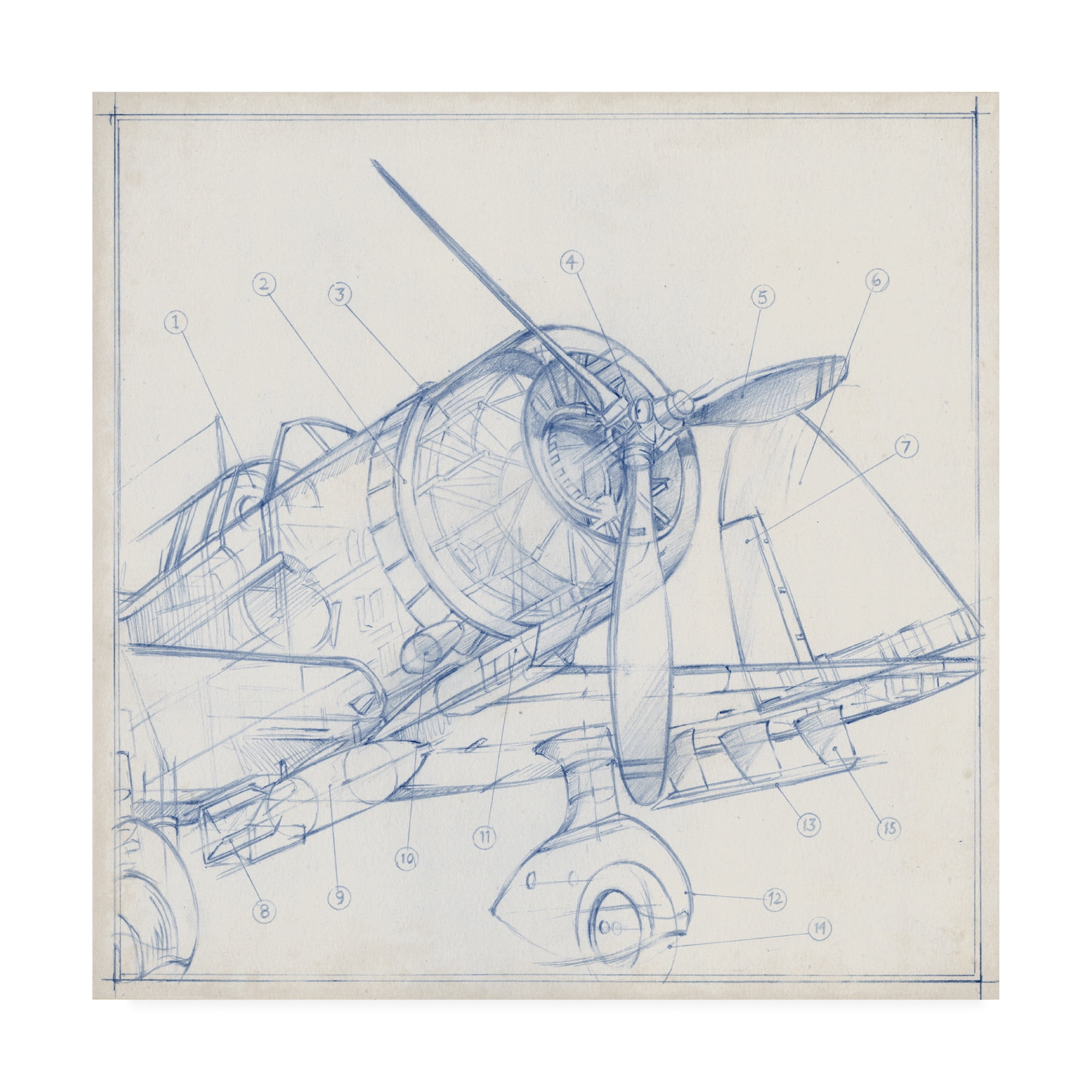 Trademark Fine Art 'Airplane Mechanical Sketch I' Canvas Art by Ethan Harper