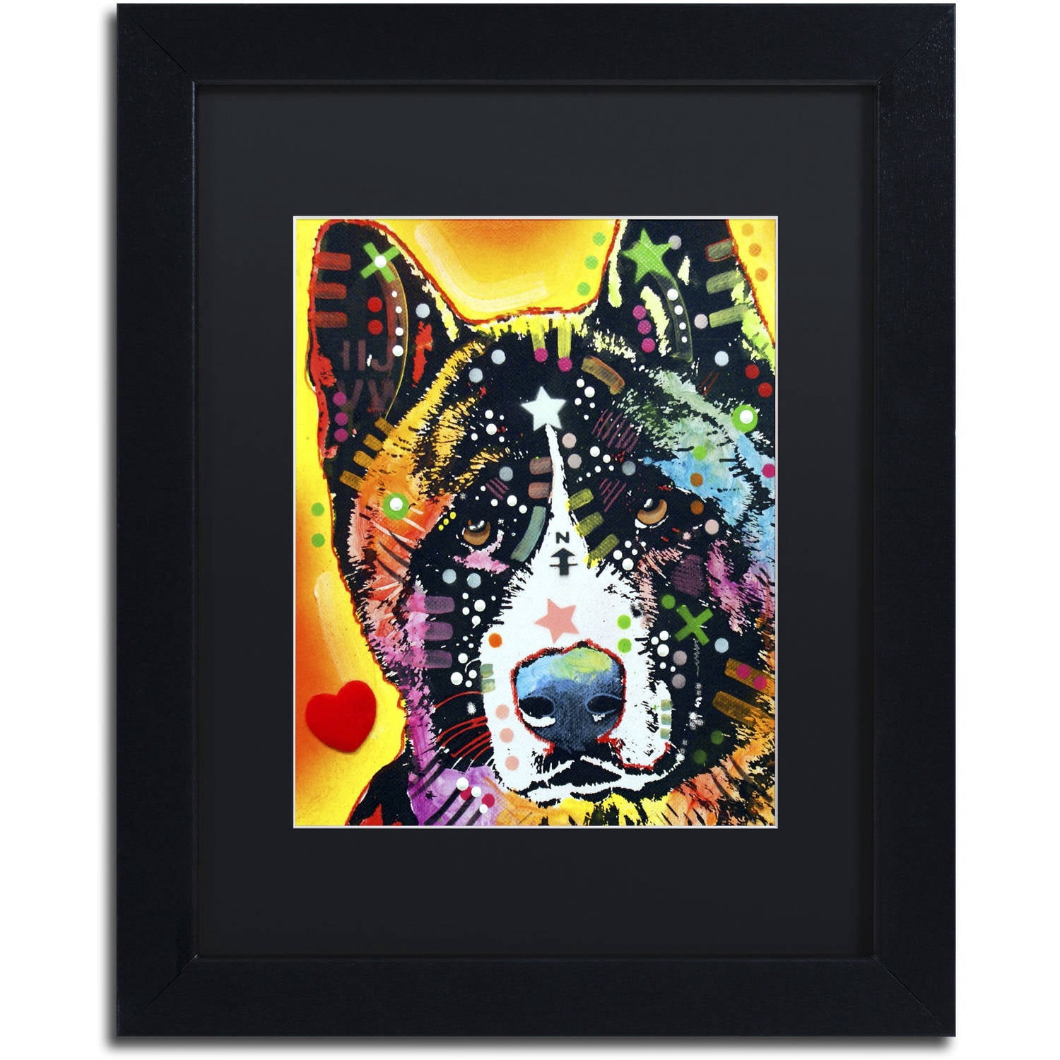 Trademark Fine Art "Akita" Canvas Art by Dean Russo, Black Matte, Black Frame