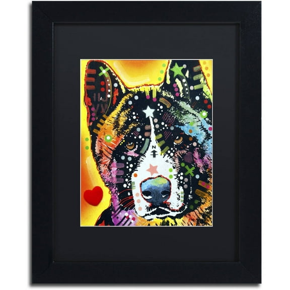 Trademark Fine Art "Akita" Canvas Art by Dean Russo, Black Matte, Black Frame