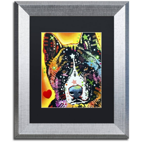 Trademark Fine Art "Akita" Canvas Art by Dean Russo, Black Matte, Silver Frame