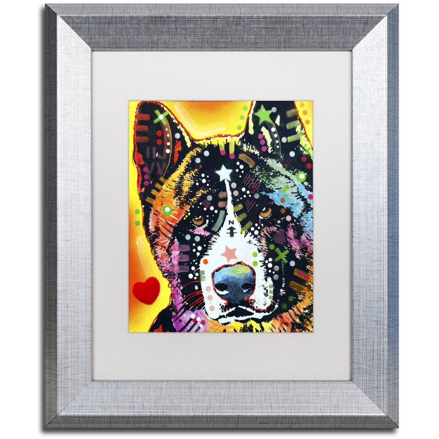 Trademark Fine Art "Akita" Canvas Art by Dean Russo, White Matte, Silver Frame
