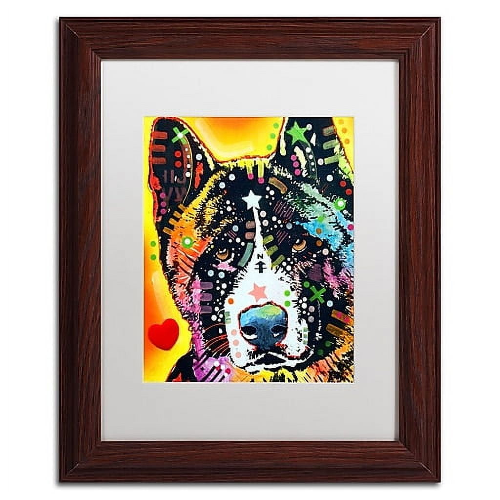 Trademark Fine Art "Akita" Canvas Art by Dean Russo, White Matte, Wood Frame