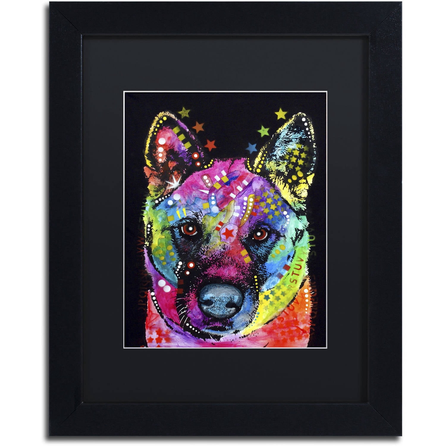 Trademark Fine Art "Akita II" Canvas Art by Dean Russo, Black Matte, Black Frame