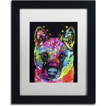 Trademark Fine Art "Akita II" Canvas Art by Dean Russo, White Matte, Black Frame