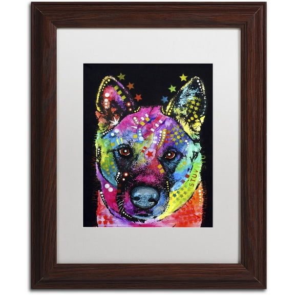 Trademark Fine Art "Akita II" Canvas Art by Dean Russo, White Matte, Wood Frame