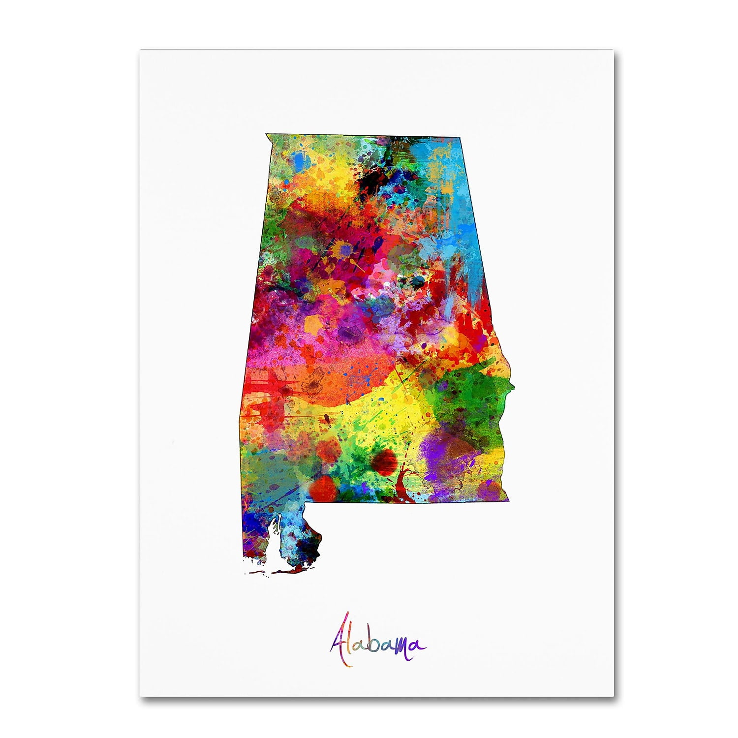 Trademark Fine Art "Alabama Map" Canvas Art by Michael Tompsett