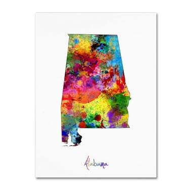Trademark Fine Art "Alabama Map" Canvas Art by Michael Tompsett