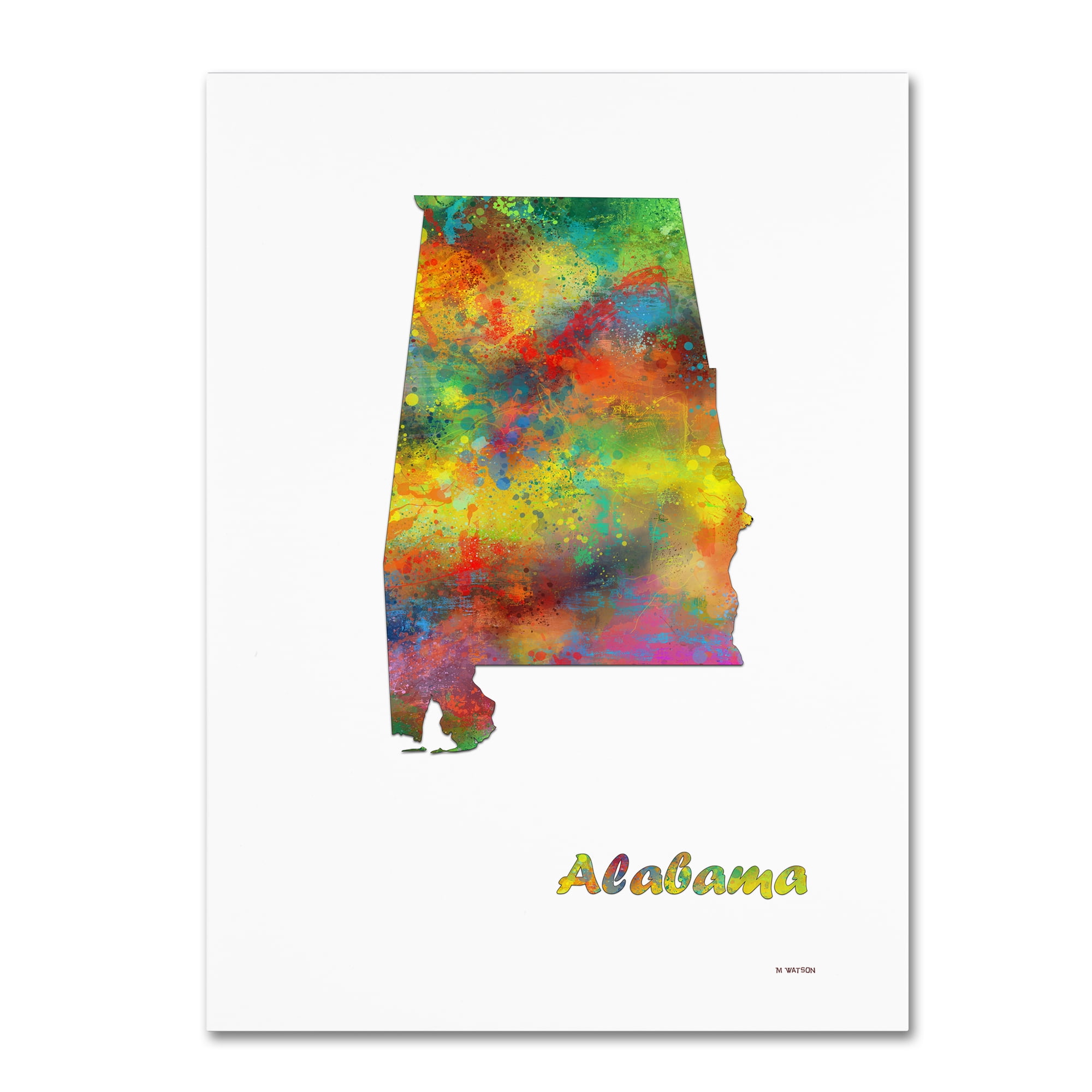 Trademark Fine Art "Alabama State Map-1" Canvas Art by Marlene Watson