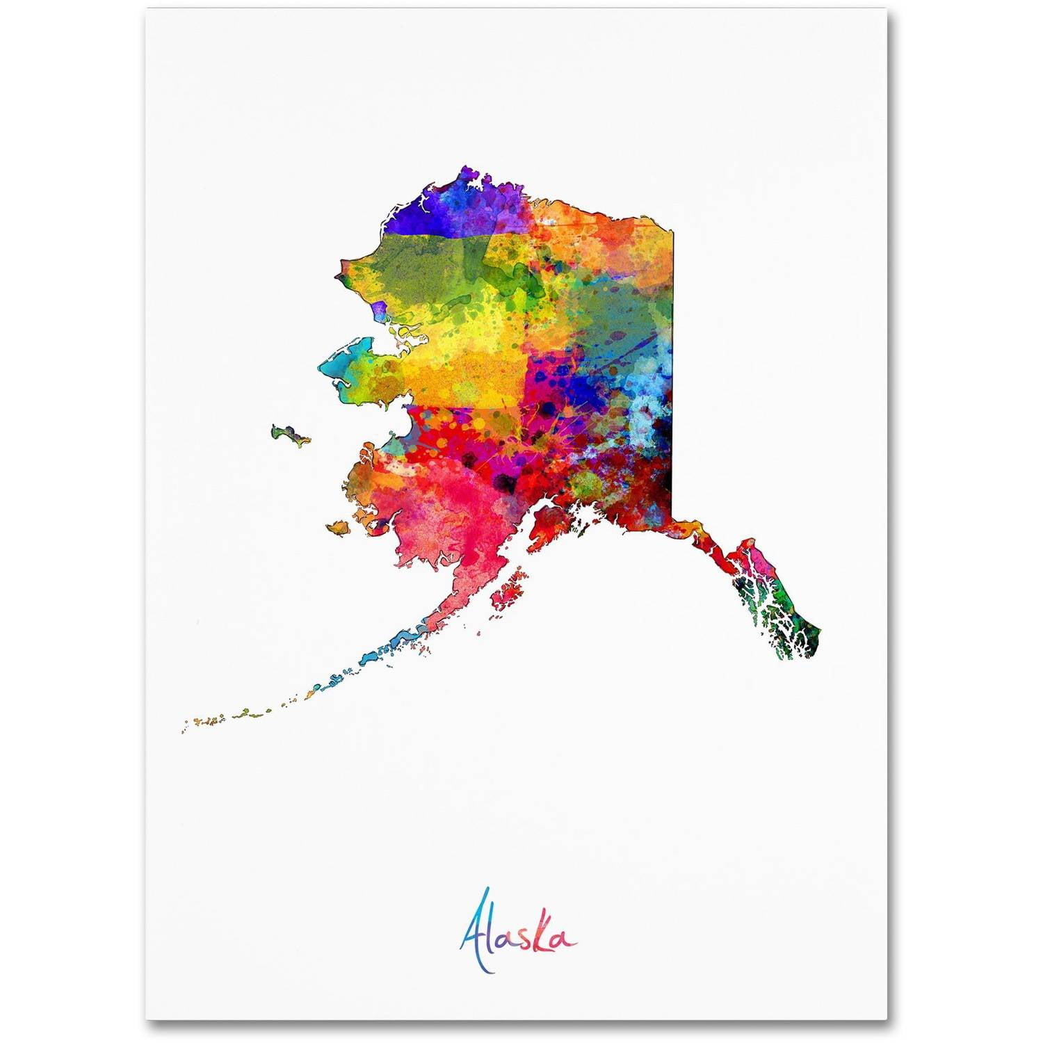 Trademark Fine Art "Alaska Map" Canvas Art by Michael Tompsett