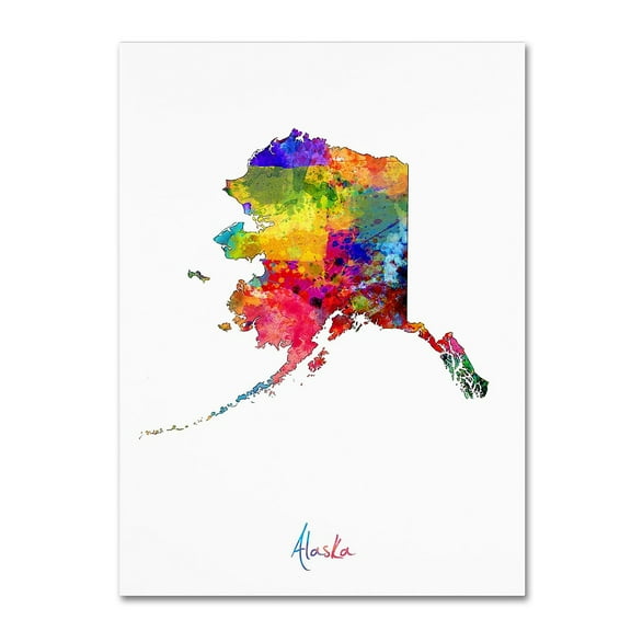 Trademark Fine Art "Alaska Map" Canvas Art by Michael Tompsett