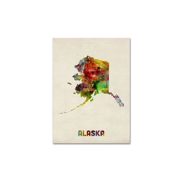 Trademark Fine Art "Alaska Map" Canvas Wall Art by Michael Tompsett