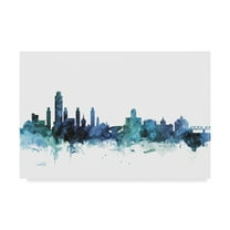 Trademark Fine Art 'Albany New York Blue Teal Skyline' Canvas Art by Michael Tompsett