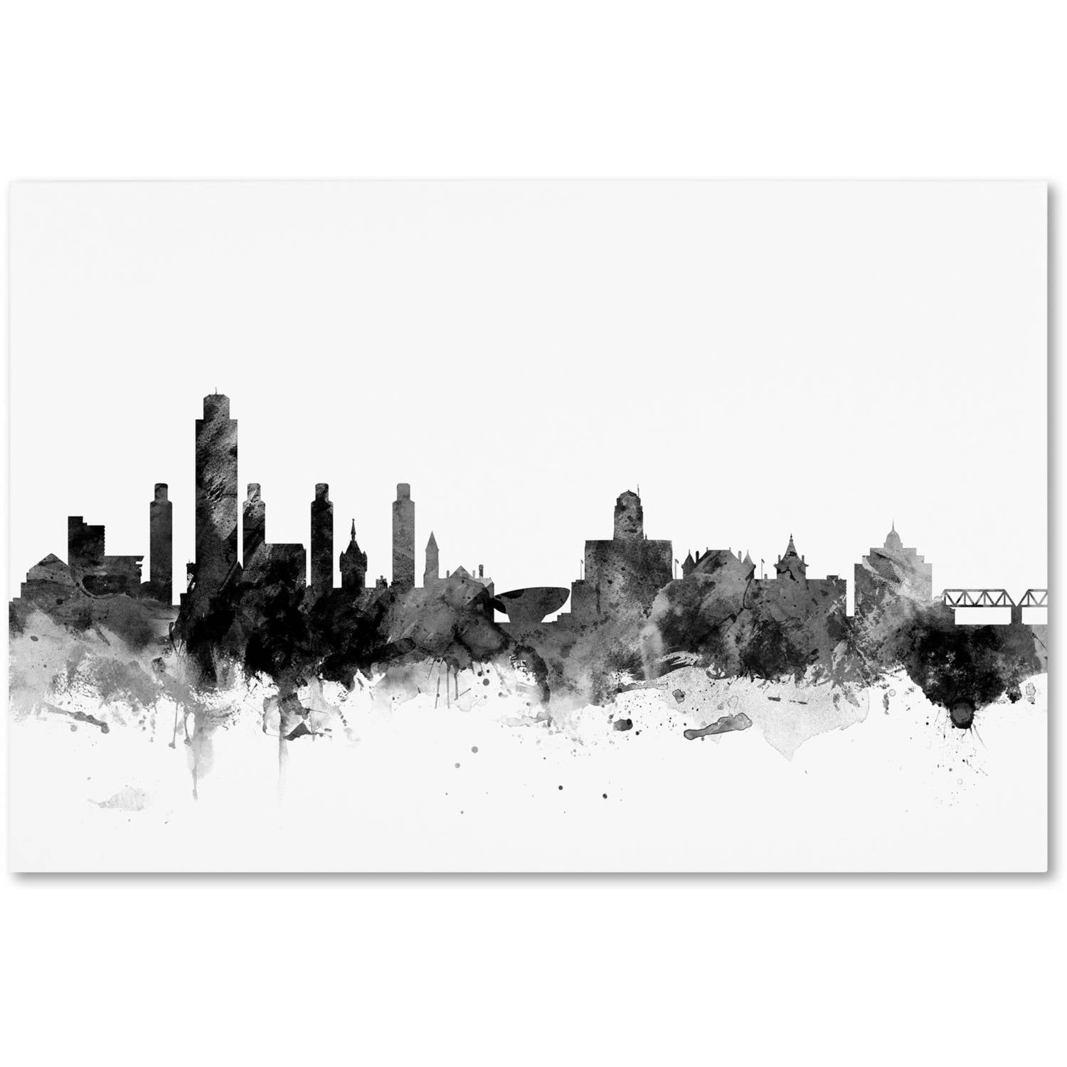 Trademark Fine Art "Albany New York Skyline B&W" Canvas Art by Michael Tompsett