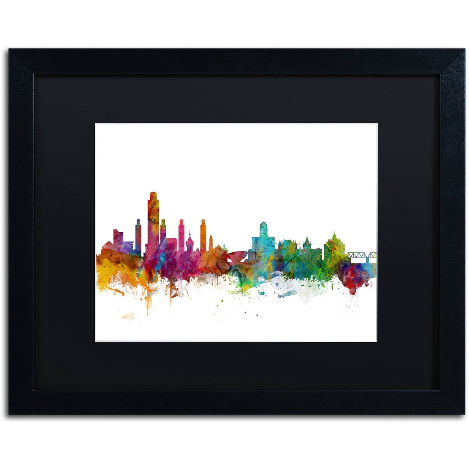 Trademark Fine Art 'Albany New York Skyline' Canvas Art by Michael Tompsett, Black Matte, Black Frame