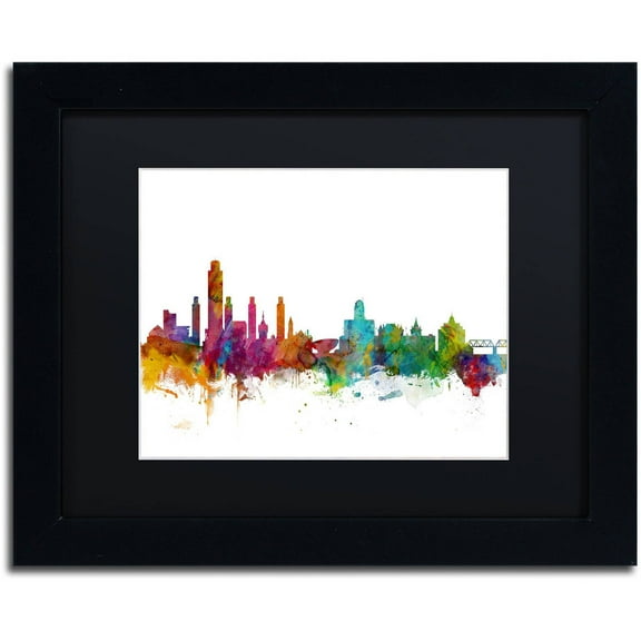 Trademark Fine Art 'Albany New York Skyline' Canvas Art by Michael Tompsett, Black Matte, Black Frame