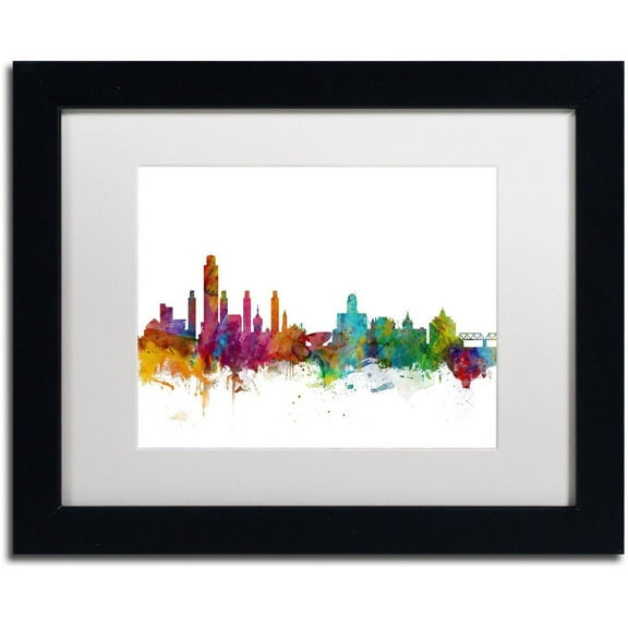 Trademark Fine Art 'Albany New York Skyline' Canvas Art by Michael Tompsett, White Matte, Black Frame