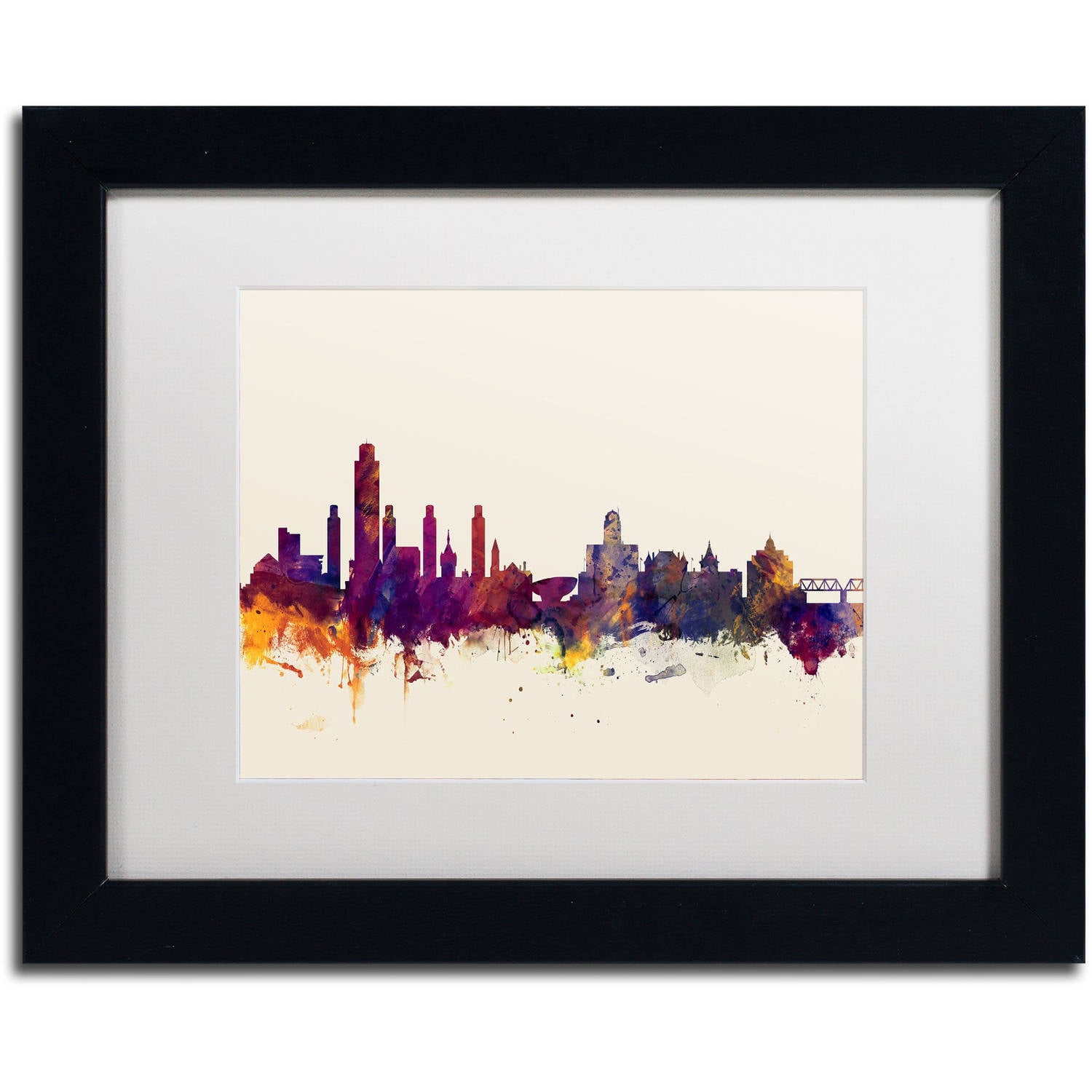 Trademark Fine Art "Albany New York Skyline" Canvas Art by Michael Tompsett, White Matte, Black Frame