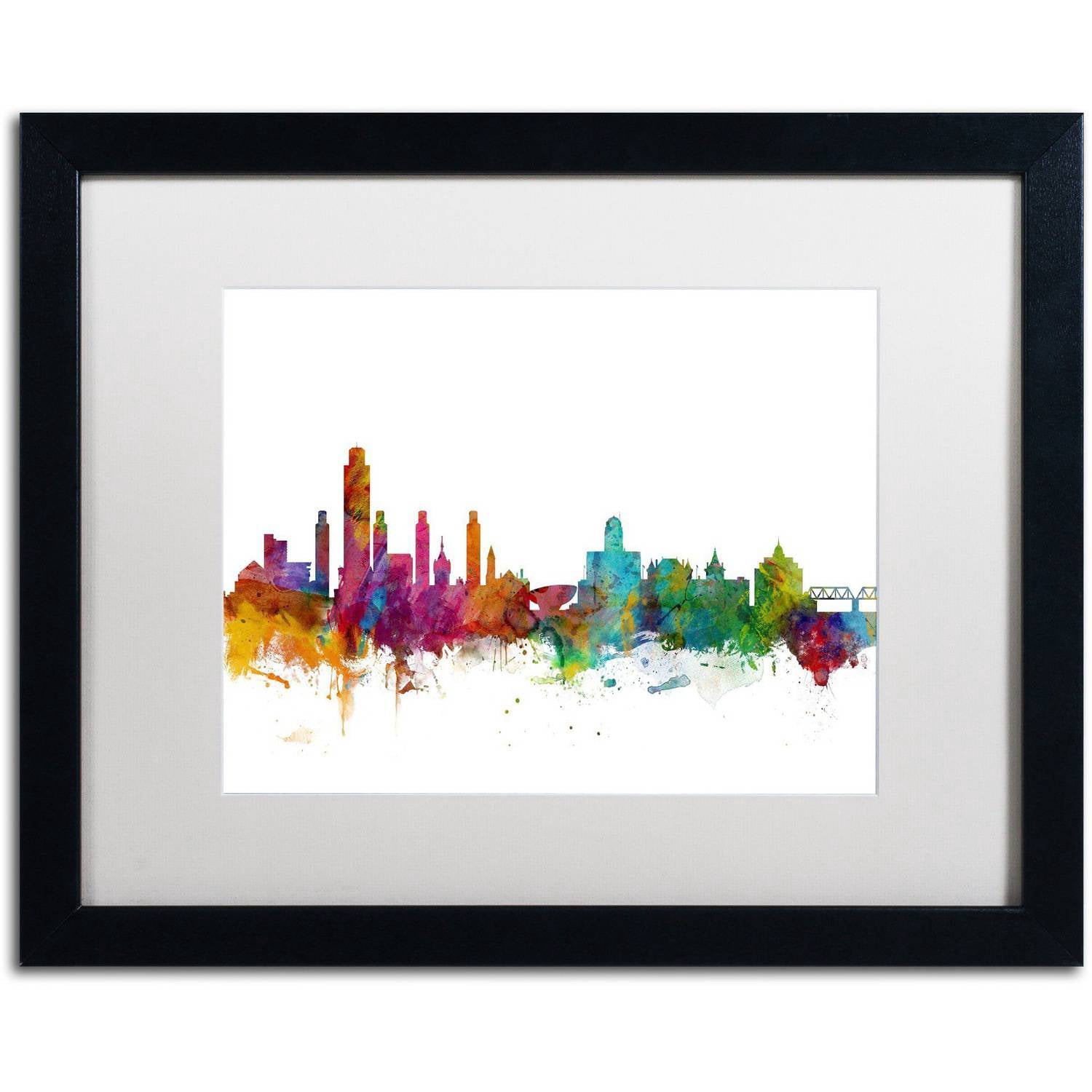 Trademark Fine Art 'Albany New York Skyline' Canvas Art by Michael Tompsett, White Matte, Black Frame