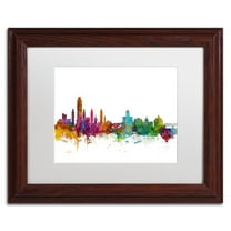 Trademark Fine Art 'Albany New York Skyline' Canvas Art by Michael Tompsett, White Matte, Wood Frame