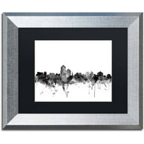 Trademark Fine Art "Albuquerque NM Skyline B&W" Canvas Art by Michael Tompsett, Black Matte, Silver Frame