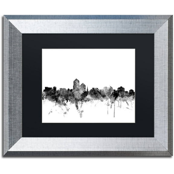 Trademark Fine Art "Albuquerque NM Skyline B&W" Canvas Art by Michael Tompsett, Black Matte, Silver Frame