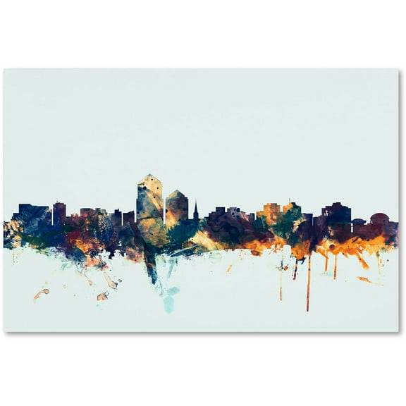 Trademark Fine Art "Albuquerque NM Skyline Blue" Canvas Art by Michael Tompsett
