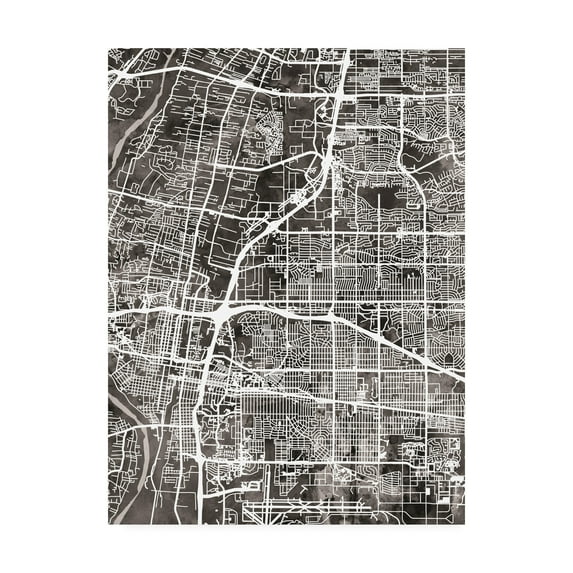Trademark Fine Art 'Albuquerque New Mexico City Street Map Black' Canvas Art by Michael Tompsett