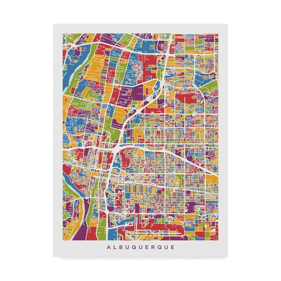 Trademark Fine Art 'Albuquerque New Mexico City Street Map' Canvas Art by Michael Tompsett