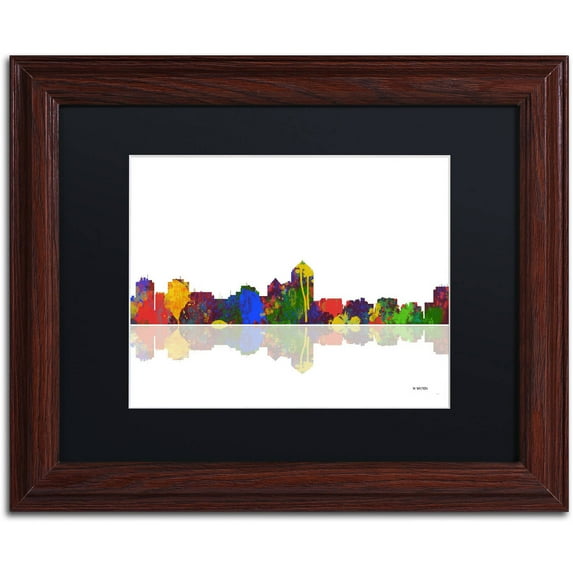 Trademark Fine Art "Albuquerque, New Mexico Skyline" Canvas Art by Marlene Watson Black Matte, Wood Frame