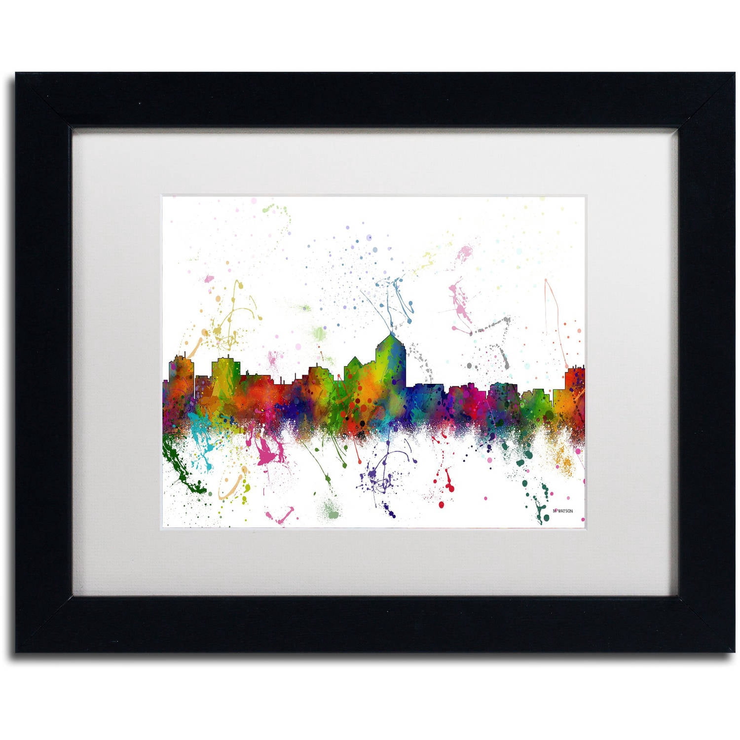 Trademark Fine Art "Albuquerque New Mexico Skyline" Canvas Art by Marlene Watson, White Matte, Black Frame