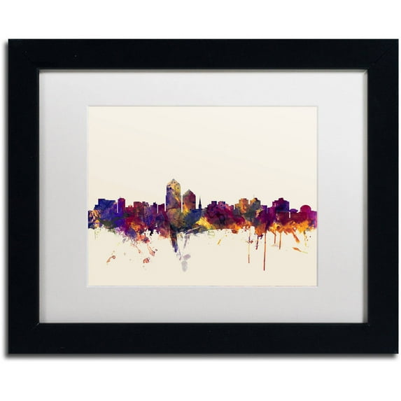 Trademark Fine Art "Albuquerque New Mexico Skyline" Canvas Art by Michael Tompsett, White Matte, Black Frame