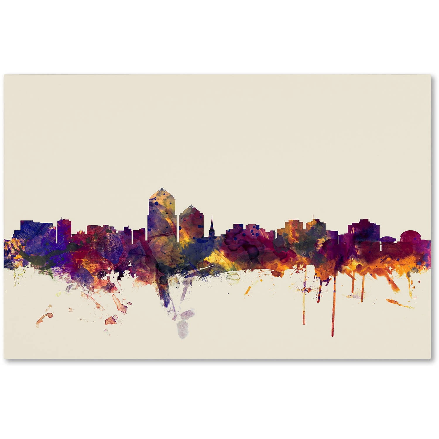Trademark Fine Art "Albuquerque New Mexico Skyline" Canvas Art by Michael Tompsett