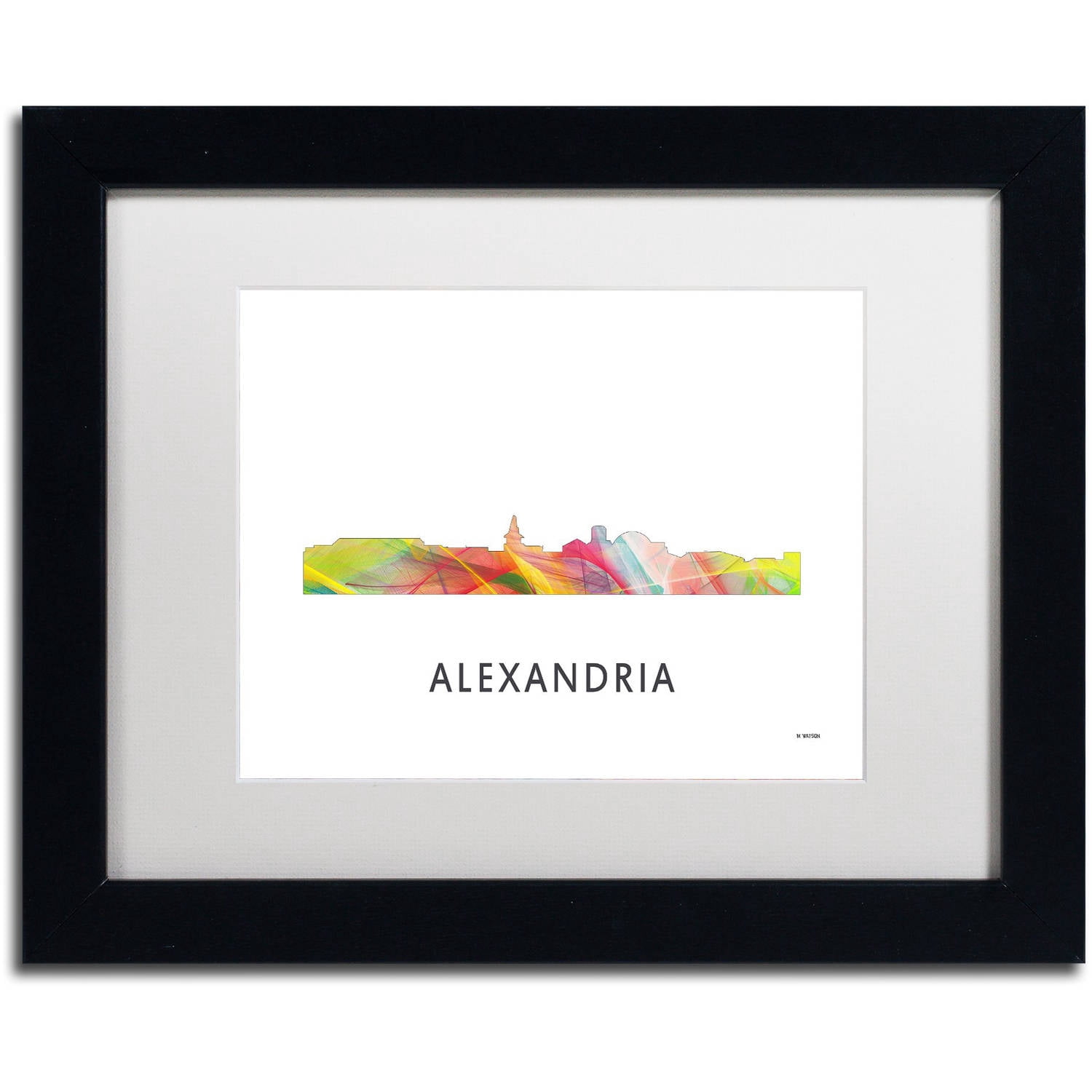 Trademark Fine Art 'Alexandria Virginia Skyline WB-1' Canvas Art by Marlene Watson, White Matte, Black Frame