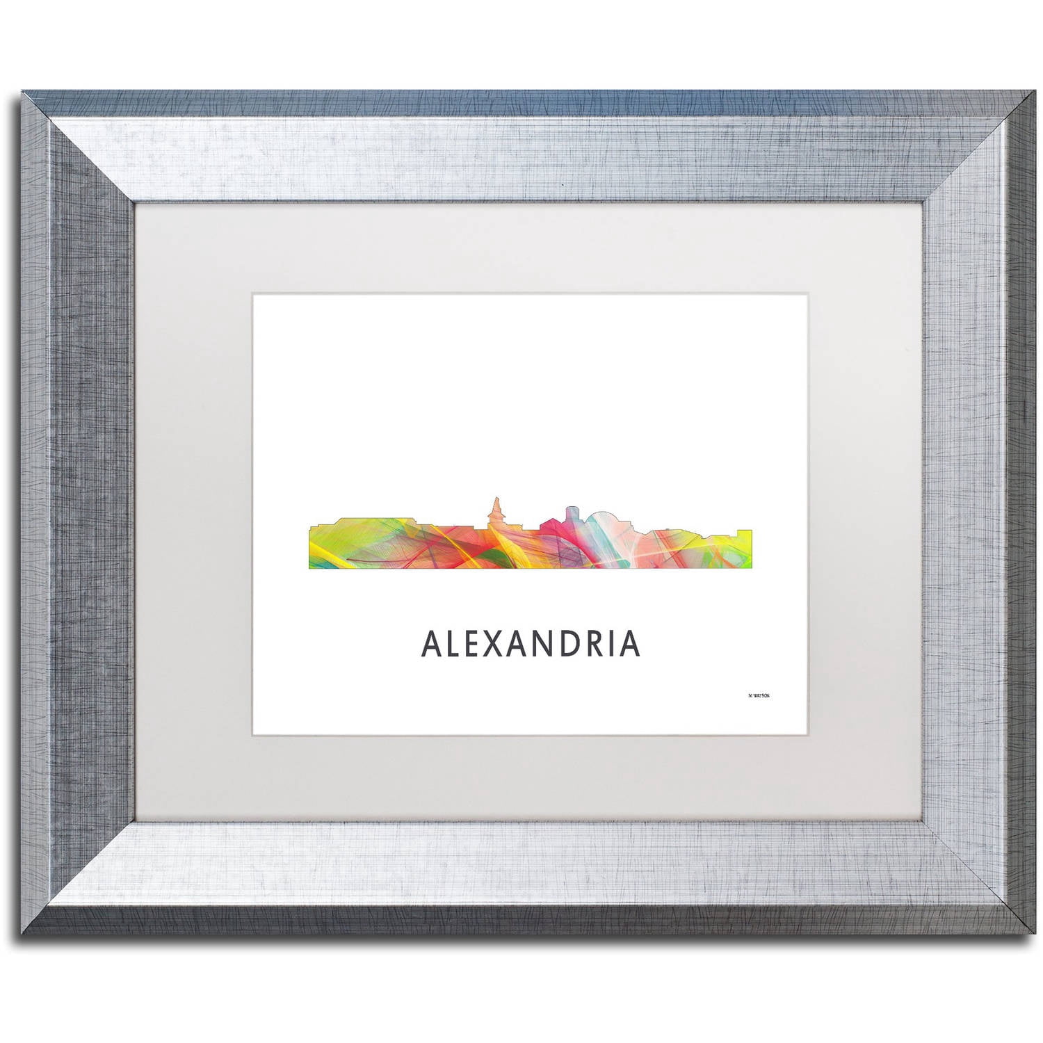 Trademark Fine Art 'Alexandria Virginia Skyline WB-1' Canvas Art by Marlene Watson, White Matte, Silver Frame