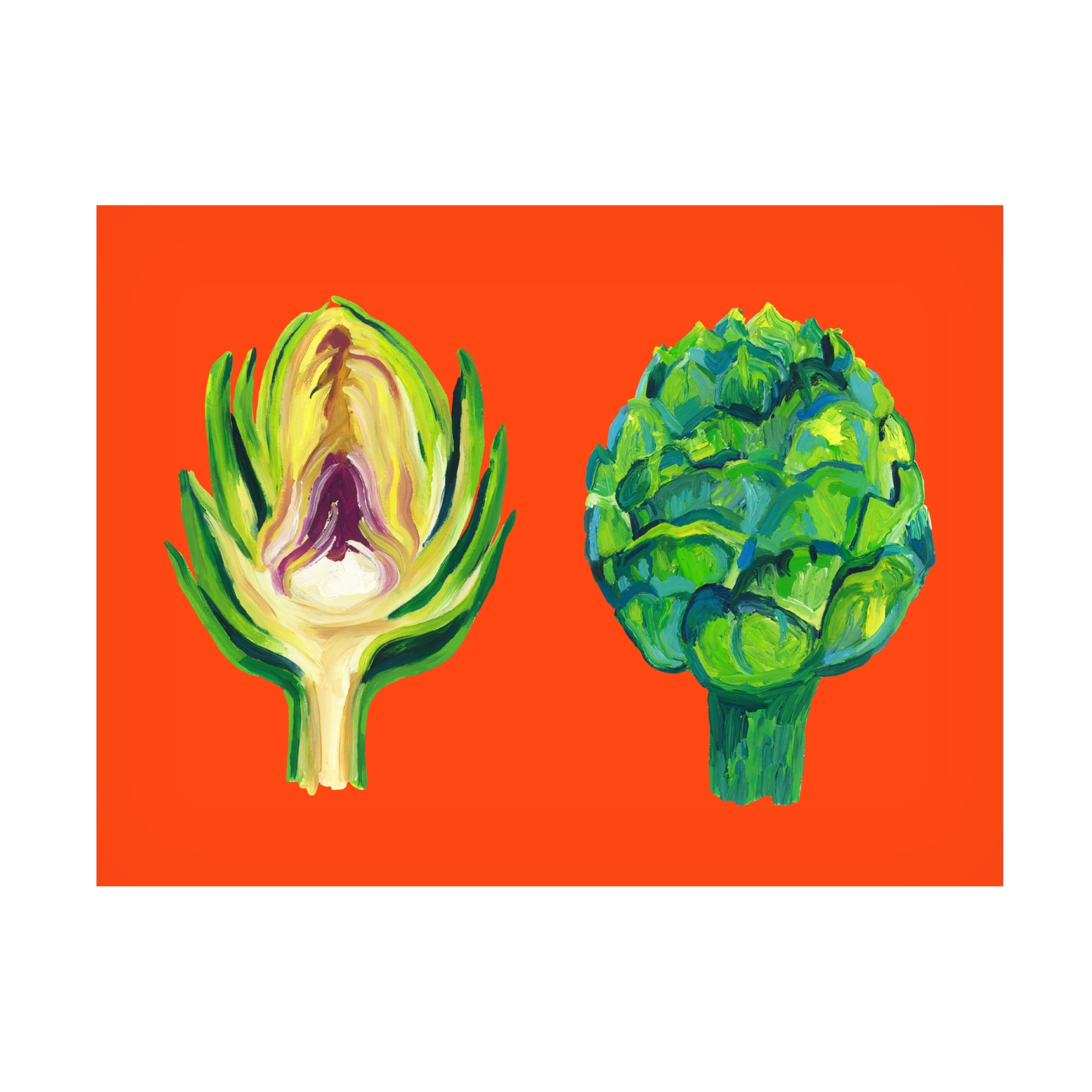 Trademark Fine Art Alice Straker Artichokes On Orange Canvas Wall Art