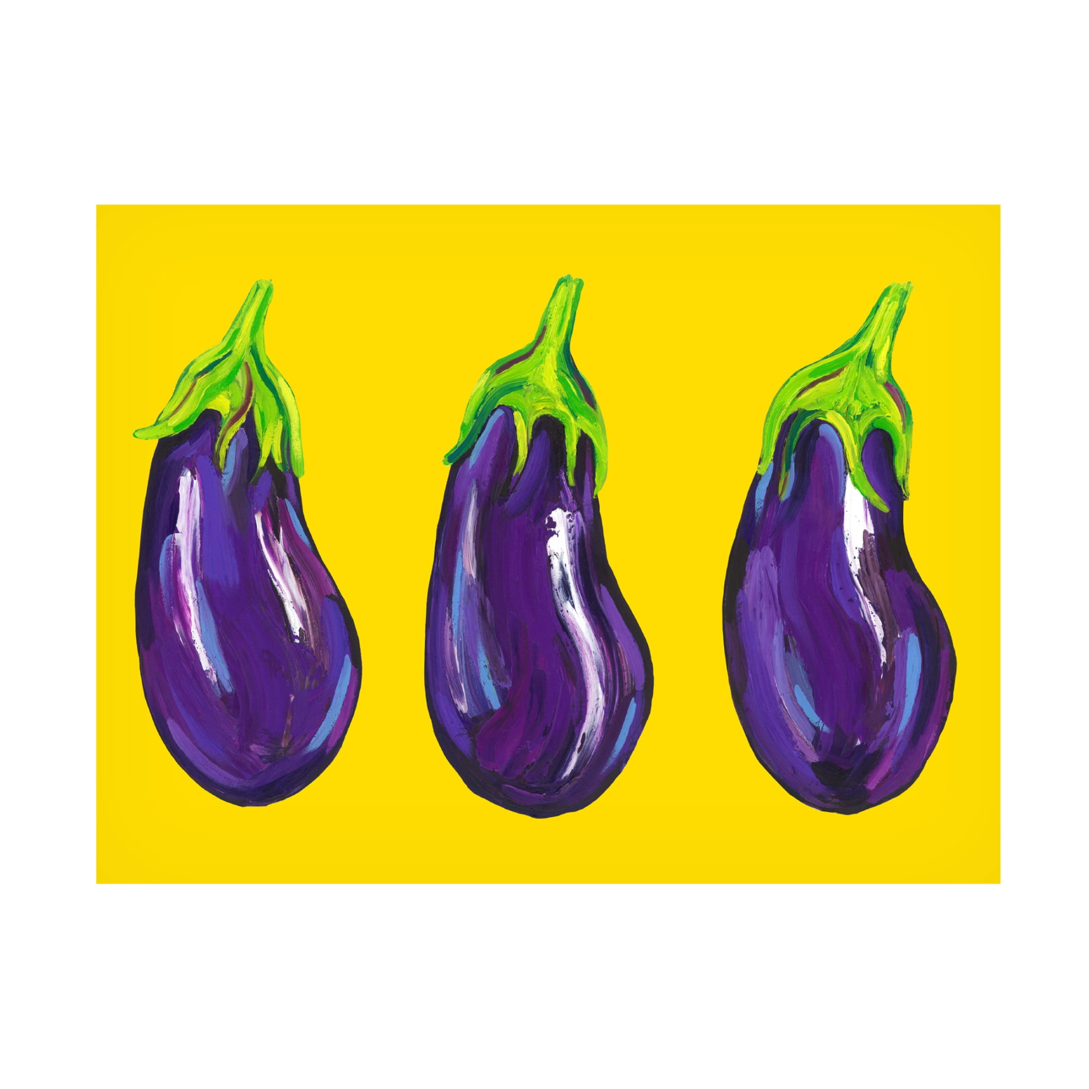 Trademark Fine Art Alice Straker  Aubergines On Yellow Canvas Wall Art
